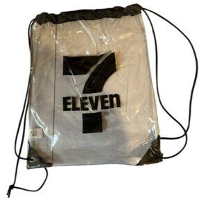 7-Eleven Large Promotional Clear Drawstring Backpack Bag RARE